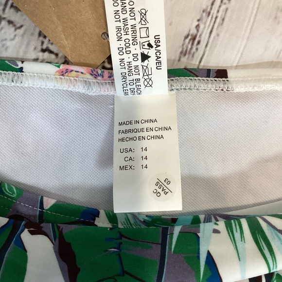 313. Green Floral High-Waisted Bikini NWOT Size 14 - Picture 4 of 4